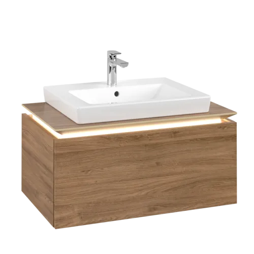 VILLEROY BOCH Legato toaletní skříňka, s osvětlením, 1 zásuvka, 800 x 380 x 500 mm, dub Kansas / dub Kansas #B678L0RH
