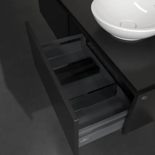VILLEROY BOCH Legato toaletní skříňka, s osvětlením, 2 výsuvy, 1400 x 380 x 500 mm, černý matný lak / černý matný lak #B589L0PD, obrázek 5
