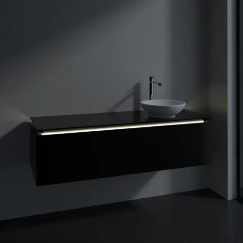 VILLEROY BOCH Legato toaletní skříňka, s osvětlením, 2 výsuvy, 1400 x 380 x 500 mm, černý matný lak / černý matný lak #B589L0PD, obrázek 3
