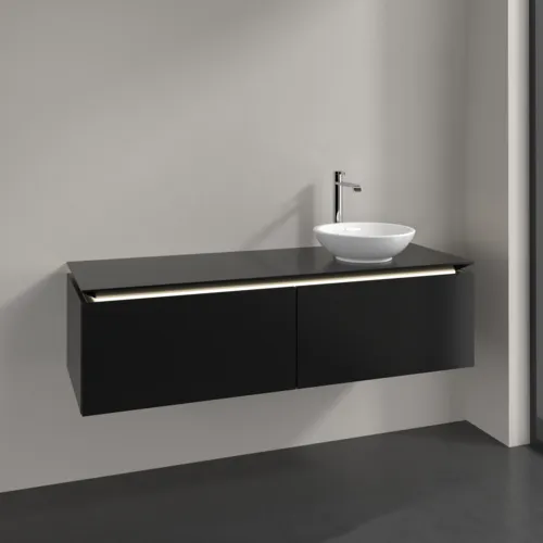 VILLEROY BOCH Legato toaletní skříňka, s osvětlením, 2 výsuvy, 1400 x 380 x 500 mm, černý matný lak / černý matný lak #B589L0PD, obrázek 2