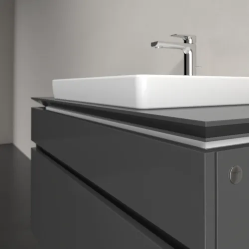 VILLEROY BOCH Legato toaletní skříňka, 2 výsuvy, 1000 x 550 x 500 mm, lesklá šedá / lesklá šedá #B68100FP, obrázek 5