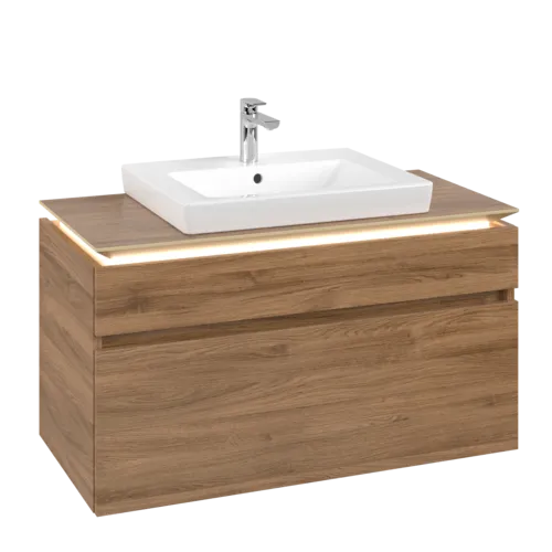 VILLEROY BOCH Legato toaletní skříňka, s osvětlením, 2 výsuvy, 1000 x 550 x 500 mm, dub Kansas / dub Kansas #B681L0RH