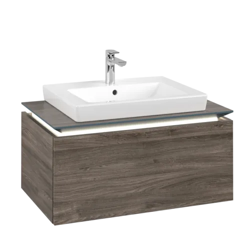 VILLEROY BOCH Legato toaletní skříňka, s osvětlením, 1 zásuvka, 800 x 380 x 500 mm, Kamenný dub / Kamenný dub #B678L0RK