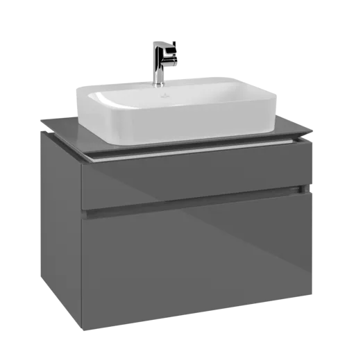 VILLEROY BOCH Legato toaletní skříňka, 2 výsuvy, 800 x 550 x 500 mm, lesklá šedá / lesklá šedá #B75400FP
