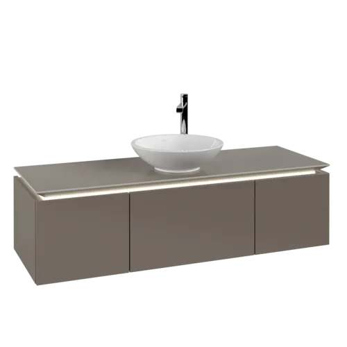 VILLEROY BOCH Legato toaletní skříňka, s osvětlením, 3 výsuvy, 1400 x 380 x 500 mm, Truffle Grey / Truffle Grey #B585L0VG