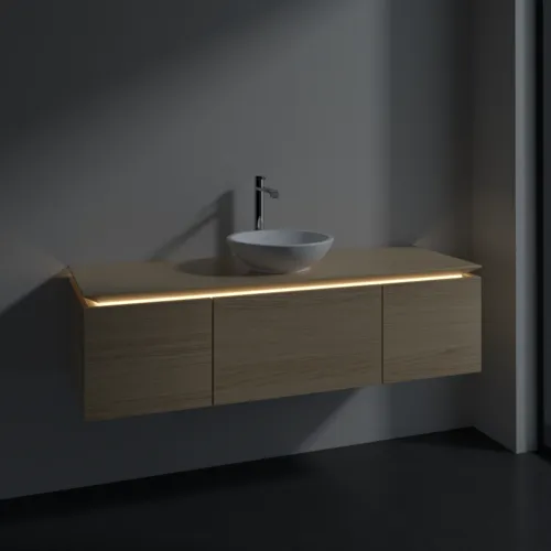 VILLEROY BOCH Legato toaletní skříňka, s osvětlením, 3 výsuvy, 1400 x 380 x 500 mm, severský dub / severský dub #B585L0VJ, obrázek 3