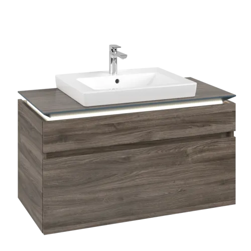 VILLEROY BOCH Legato toaletní skříňka, s osvětlením, 2 výsuvy, 1000 x 550 x 500 mm, Kamenný dub / Kamenný dub #B681L0RK