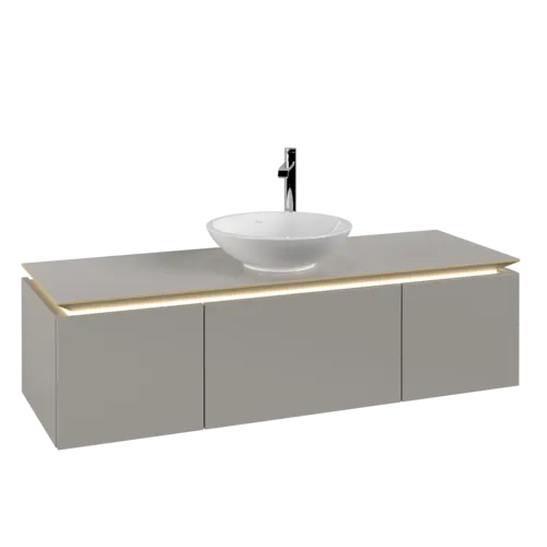 VILLEROY BOCH Legato toaletní skříňka, s osvětlením, 3 výsuvy, 1400 x 380 x 500 mm, Soft Grey / Soft Grey #B585L0VK