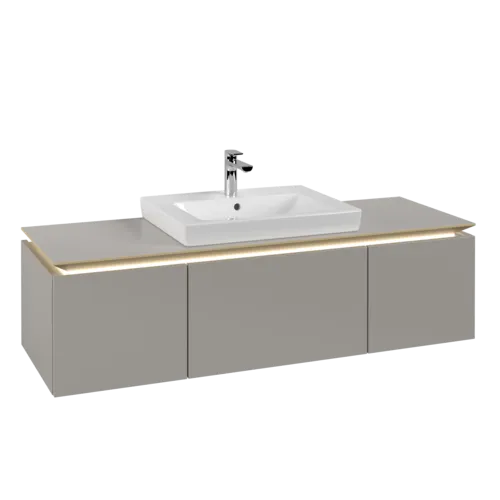 VILLEROY BOCH Legato toaletní skříňka, s osvětlením, 3 výsuvy, 1200 x 380 x 500 mm, Soft Grey / Soft Grey #B682L0VK