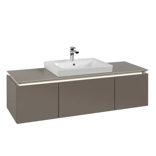 VILLEROY BOCH Legato toaletní skříňka, s osvětlením, 3 výsuvy, 1200 x 380 x 500 mm, Truffle Grey / Truffle Grey #B682L0VG