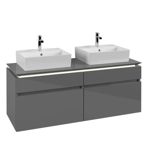 VILLEROY BOCH Legato toaletní skříňka, s osvětlením, 4 výsuvy, 1400 x 550 x 500 mm, lesklá šedá / lesklá šedá #B669L0FP