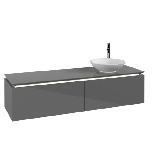 VILLEROY BOCH Legato toaletní skříňka, s osvětlením, 2 výsuvy, 1600 x 380 x 500 mm, lesklá šedá / lesklá šedá #B597L0FP