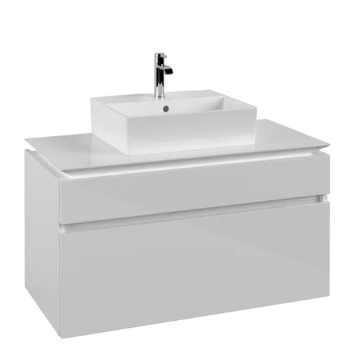 VILLEROY BOCH Legato toaletní skříňka, s osvětlením, 2 výsuvy, 1000 x 550 x 500 mm, lesklá bílá / lesklá bílá #B604L0DH