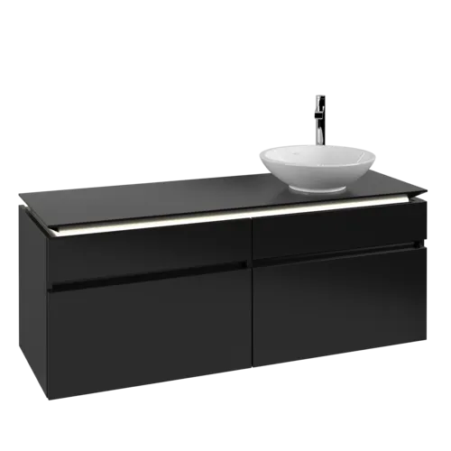 VILLEROY BOCH Legato toaletní skříňka, s osvětlením, 4 výsuvy, 1400 x 550 x 500 mm, černý matný lak / černý matný lak #B590L0PD