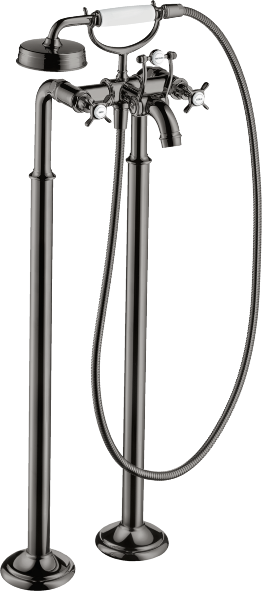 HANSGROHE AXOR Montreux 2páková stojánková vanová baterie s křížovými rukojeťmi _ Leštěný černý chrom 16547330