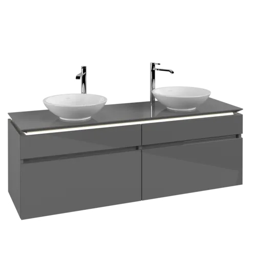 VILLEROY BOCH Legato toaletní skříňka, s osvětlením, 4 výsuvy, 1600 x 550 x 500 mm, lesklá šedá / lesklá šedá #B600L0FP