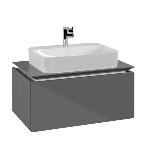 VILLEROY BOCH Legato toaletní skříňka, 1 zásuvka, 800 x 380 x 500 mm, lesklá šedá / lesklá šedá #B75300FP