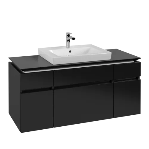 VILLEROY BOCH Legato toaletní skříňka, 5 výsuvů, 1200 x 550 x 500 mm, černý matný lak / černý matný lak #B68300PD