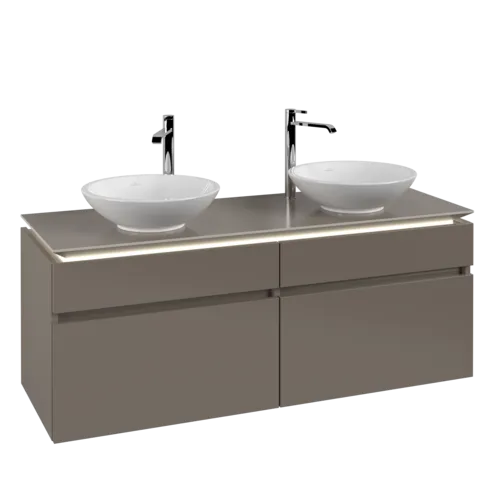 VILLEROY BOCH Legato toaletní skříňka, s osvětlením, 4 výsuvy, 1400 x 550 x 500 mm, Truffle Grey / Truffle Grey #B592L0VG