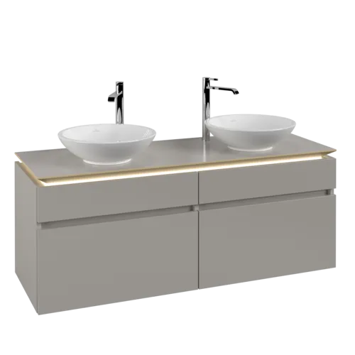 VILLEROY BOCH Legato toaletní skříňka, s osvětlením, 4 výsuvy, 1400 x 550 x 500 mm, Soft Grey / Soft Grey #B592L0VK