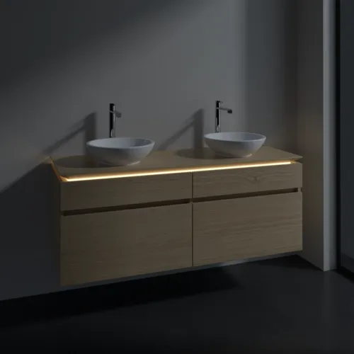 VILLEROY BOCH Legato toaletní skříňka, s osvětlením, 4 výsuvy, 1400 x 550 x 500 mm, severský dub / severský dub #B592L0VJ, obrázek 3