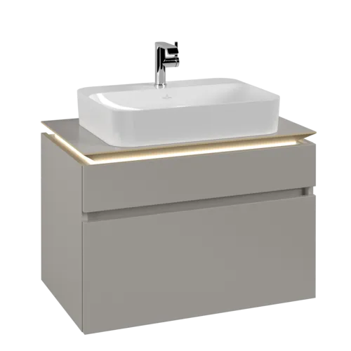 VILLEROY BOCH Legato toaletní skříňka, s osvětlením, 2 výsuvy, 800 x 550 x 500 mm, Soft Grey / Soft Grey #B754L0VK