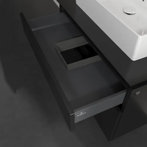 VILLEROY BOCH Legato toaletní skříňka, 2 výsuvy, 800 x 550 x 500 mm, černý matný lak / černý matný lak #B60200PD, obrázek 7