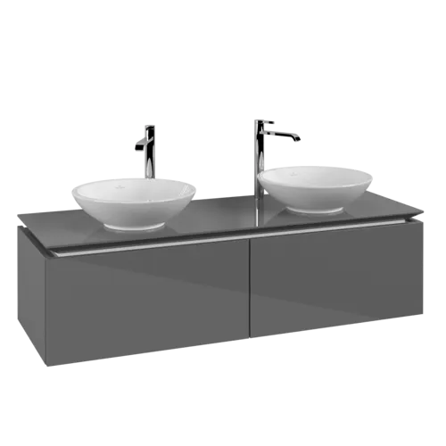 VILLEROY BOCH Legato toaletní skříňka, 2 výsuvy, 1400 x 380 x 500 mm, lesklá šedá / lesklá šedá #B59100FP