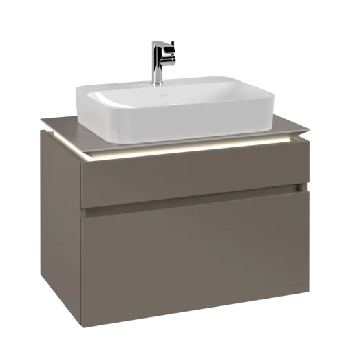VILLEROY BOCH Legato toaletní skříňka, s osvětlením, 2 výsuvy, 800 x 550 x 500 mm, Truffle Grey / Truffle Grey #B754L0VG