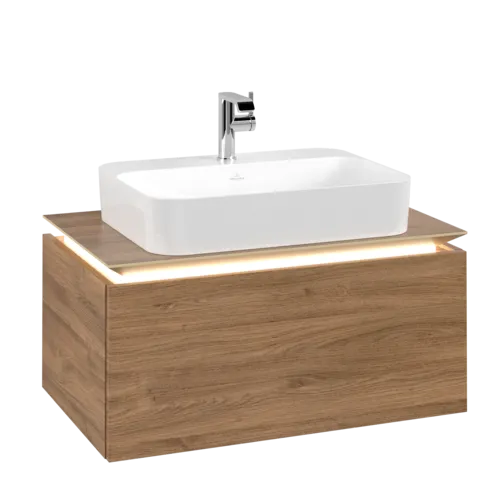 VILLEROY BOCH Legato toaletní skříňka, s osvětlením, 1 zásuvka, 800 x 380 x 500 mm, dub Kansas / dub Kansas #B753L0RH
