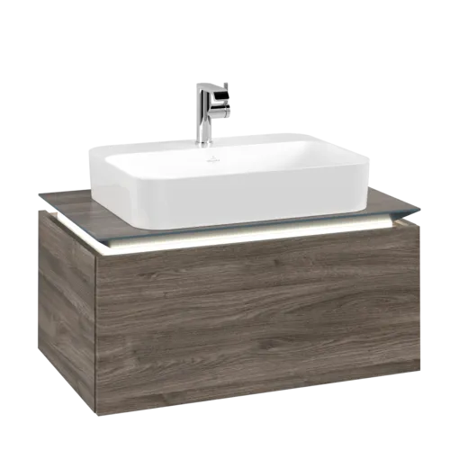 VILLEROY BOCH Legato toaletní skříňka, s osvětlením, 1 zásuvka, 800 x 380 x 500 mm, Kamenný dub / Kamenný dub #B753L0RK
