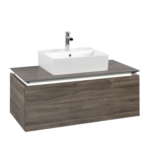 VILLEROY BOCH Legato toaletní skříňka, s osvětlením, 1 zásuvka, 1000 x 380 x 500 mm, Kamenný dub / Kamenný dub #B603L0RK