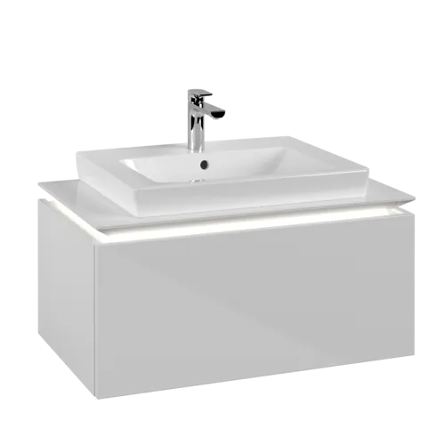VILLEROY BOCH Legato toaletní skříňka, s osvětlením, 1 zásuvka, 800 x 380 x 500 mm, lesklá bílá / lesklá bílá #B678L0DH