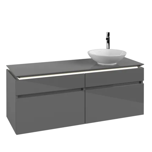 VILLEROY BOCH Legato toaletní skříňka, s osvětlením, 4 výsuvy, 1400 x 550 x 500 mm, lesklá šedá / lesklá šedá #B590L0FP