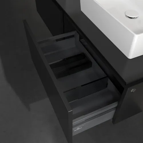 VILLEROY BOCH Legato toaletní skříňka, 2 výsuvy, 1400 x 380 x 500 mm, černý matný lak / černý matný lak #B66800PD, obrázek 6