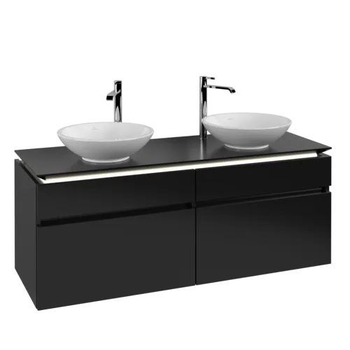 VILLEROY BOCH Legato toaletní skříňka, s osvětlením, 4 výsuvy, 1400 x 550 x 500 mm, černý matný lak / černý matný lak #B592L0PD