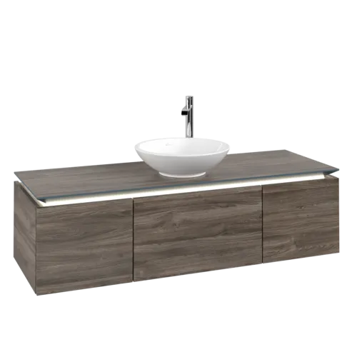 VILLEROY BOCH Legato toaletní skříňka, s osvětlením, 3 výsuvy, 1400 x 380 x 500 mm, Kamenný dub / Kamenný dub #B585L0RK