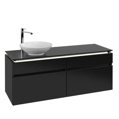 VILLEROY BOCH Legato toaletní skříňka, s osvětlením, 4 výsuvy, 1400 x 550 x 500 mm, černý matný lak / černý matný lak #B588L0PD