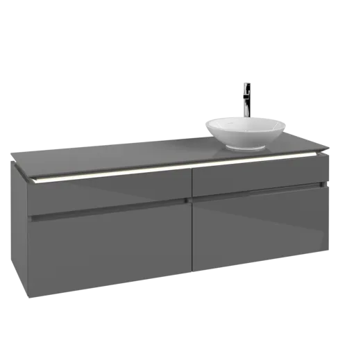 VILLEROY BOCH Legato toaletní skříňka, s osvětlením, 4 výsuvy, 1600 x 550 x 500 mm, lesklá šedá / lesklá šedá #B598L0FP