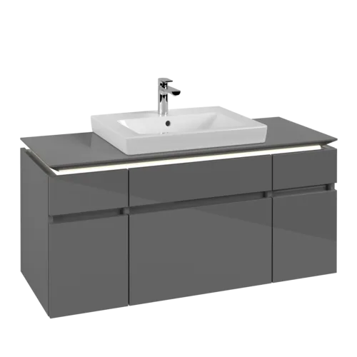 VILLEROY BOCH Legato toaletní skříňka, s osvětlením, 5 výsuvů, 1200 x 550 x 500 mm, lesklá šedá / lesklá šedá #B683L0FP
