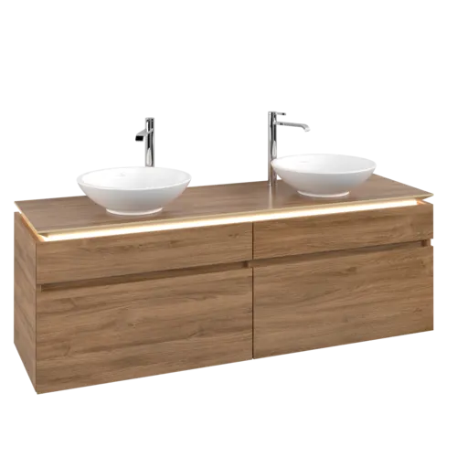 VILLEROY BOCH Legato toaletní skříňka, s osvětlením, 4 výsuvy, 1600 x 550 x 500 mm, dub Kansas / dub Kansas #B600L0RH