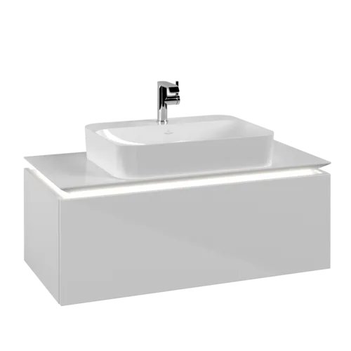 VILLEROY BOCH Legato toaletní skříňka, s osvětlením, 1 zásuvka, 1000 x 380 x 500 mm, lesklá bílá / lesklá bílá #B755L0DH
