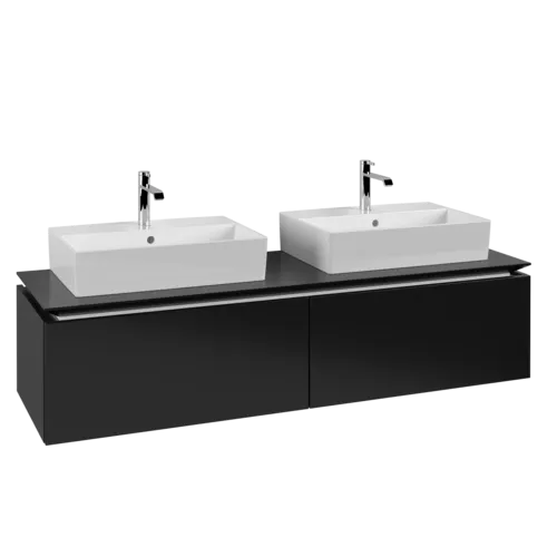 VILLEROY BOCH Legato toaletní skříňka, 2 výsuvy, 1600 x 380 x 500 mm, černý matný lak / černý matný lak #B67600PD