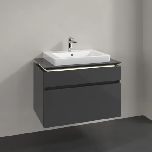 VILLEROY BOCH Legato toaletní skříňka, s osvětlením, 2 výsuvy, 800 x 550 x 500 mm, lesklá šedá / lesklá šedá #B679L0FP, obrázek 2