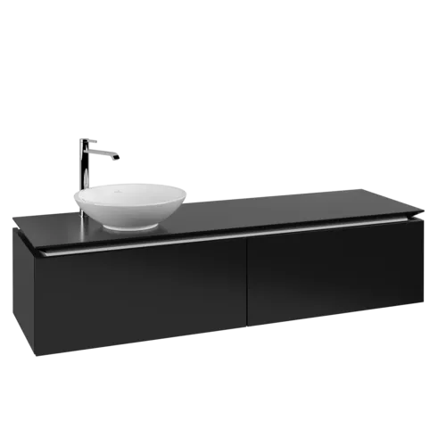 VILLEROY BOCH Legato toaletní skříňka, 2 výsuvy, 1600 x 380 x 500 mm, černý matný lak / černý matný lak #B59500PD