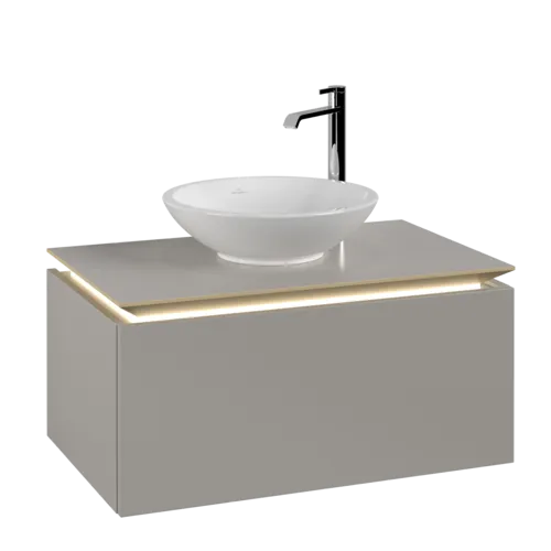 VILLEROY BOCH Legato toaletní skříňka, s osvětlením, 1 zásuvka, 800 x 380 x 500 mm, Soft Grey / Soft Grey #B601L0VK