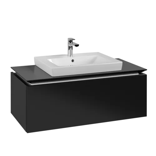 VILLEROY BOCH Legato toaletní skříňka, 1 zásuvka, 1000 x 380 x 500 mm, černý matný lak / černý matný lak #B68000PD