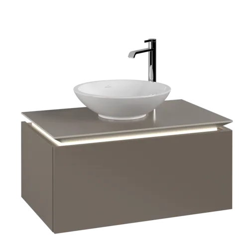 VILLEROY BOCH Legato toaletní skříňka, s osvětlením, 1 zásuvka, 800 x 380 x 500 mm, Truffle Grey / Truffle Grey #B601L0VG