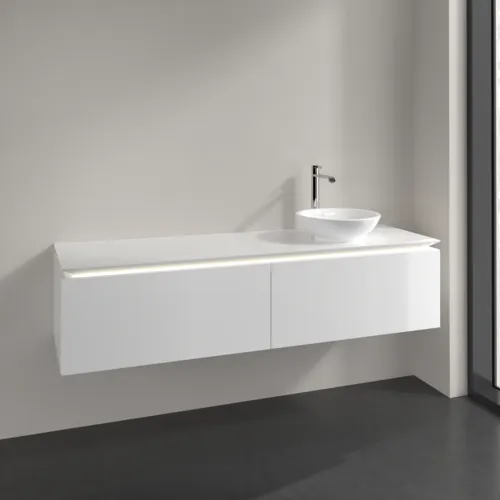 VILLEROY BOCH Legato toaletní skříňka, s osvětlením, 2 zásuvky, 1600 x 380 x 500 mm, lesklá bílá / lesklá bílá #B597L0DH, obrázek 2