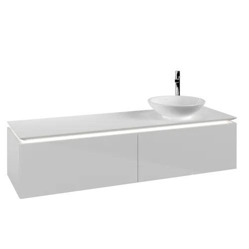 VILLEROY BOCH Legato toaletní skříňka, s osvětlením, 2 zásuvky, 1600 x 380 x 500 mm, lesklá bílá / lesklá bílá #B597L0DH